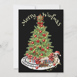 Merry Woofmas Dog Design- Boston Terrier Holiday Card