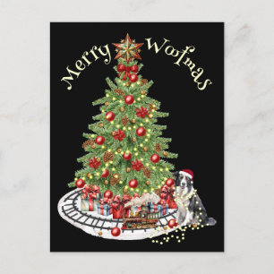 Merry Woofmas Dog Design- Collie Postcard