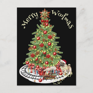 Merry Woofmas Dog Design- Pug Postcard
