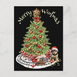 Merry Woofmas Dog Design- Rottweiler Postcard