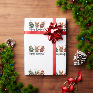 Merry Woofmas Dog Paw Christmas Cute Xmas Lights Wrapping Paper