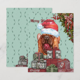 Merry Woofmas! Funny Bulldog Santa Hat  Card