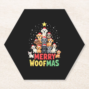 Merry Woofmas - Merry Christmas For Dog Lovers (2) Paper Coaster