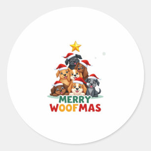 Merry Woofmas - Merry Christmas For Dog Lovers (4) Classic Round Sticker