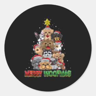 Merry Woofmas - Merry Christmas For Dog Lovers  Classic Round Sticker