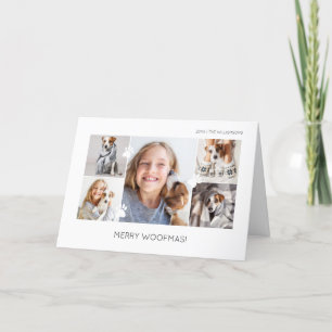 Merry Woofmas Minimal Five Photo Layout Pet Holiday Card