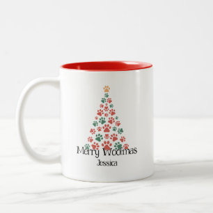 Merry Woofmas Mug - Coupe Empreinte de patte d'arb