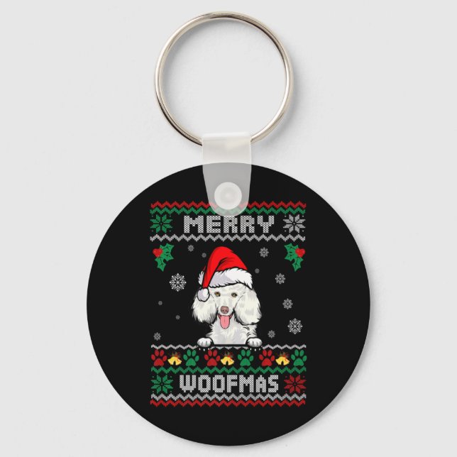 Merry Woofmas Odle Dog Christmas Ugly Xmas T Shirt Keychain (Front)