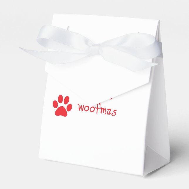 Merry Woofmas Paw Print Red Statement Ceramic Orna Favor Box (Front Side)