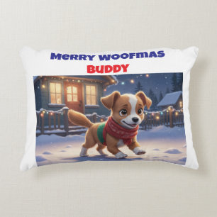 Merry Woofmas Personalized Dog Accent Pillow