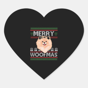 Merry Woofmas Pomeranian Christmas Dog Lover Gift  Heart Sticker