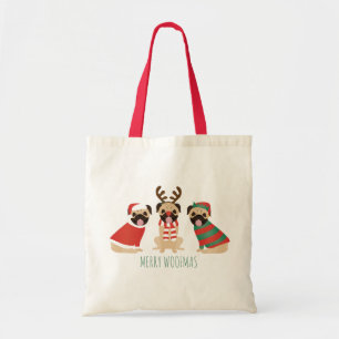 Merry Woofmas Pug Dogs Tote Bag