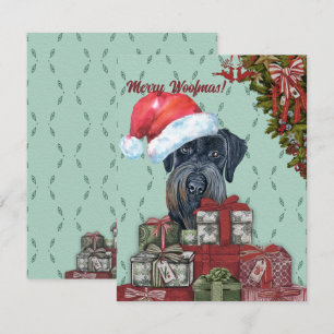 Merry Woofmas! Riesenschnauzer Santa Hat Christmas Card