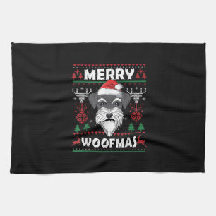 Merry Woofmas Schnauzer Christmas Dog Lover Pajama Kitchen Towel