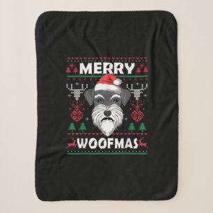 Merry Woofmas Schnauzer Christmas Dog Lover Pajama Sherpa Blanket