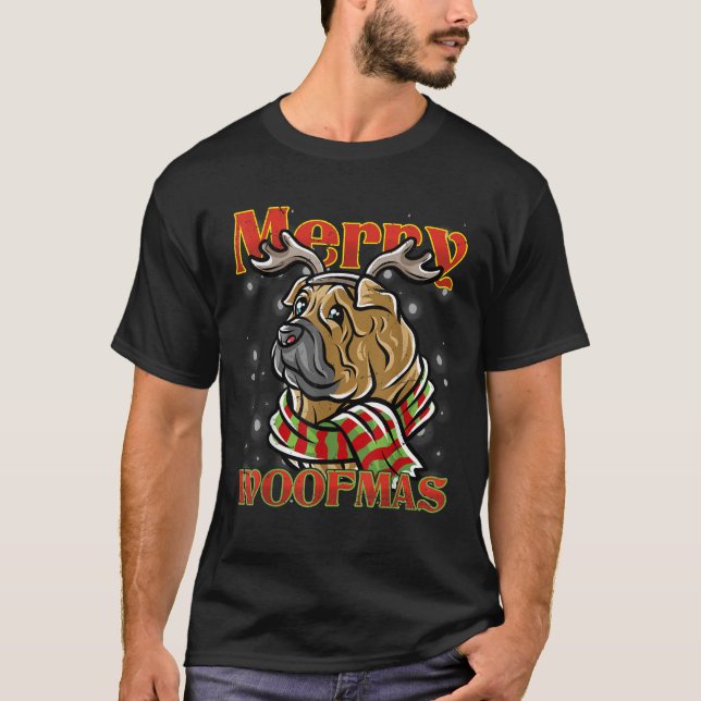 Merry Woofmas Shar Pei Reindeer Dog Christmas Dogs T-Shirt (Front)