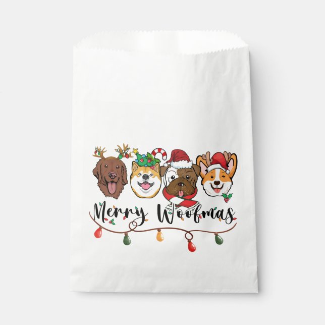 Merry Woofmas Typographie Favoriser les sacs (Devant)