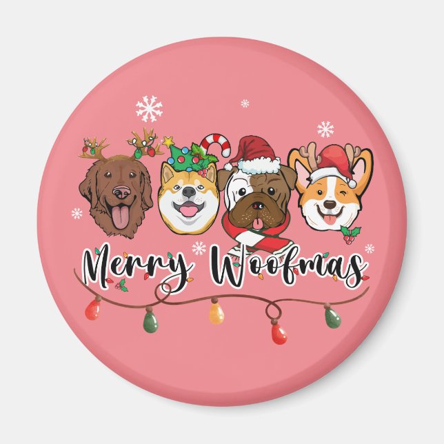 Merry Woofmas Typography Magnet (Front)
