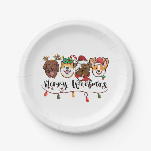 Merry Woofmas Typography Paper Plate (Front)