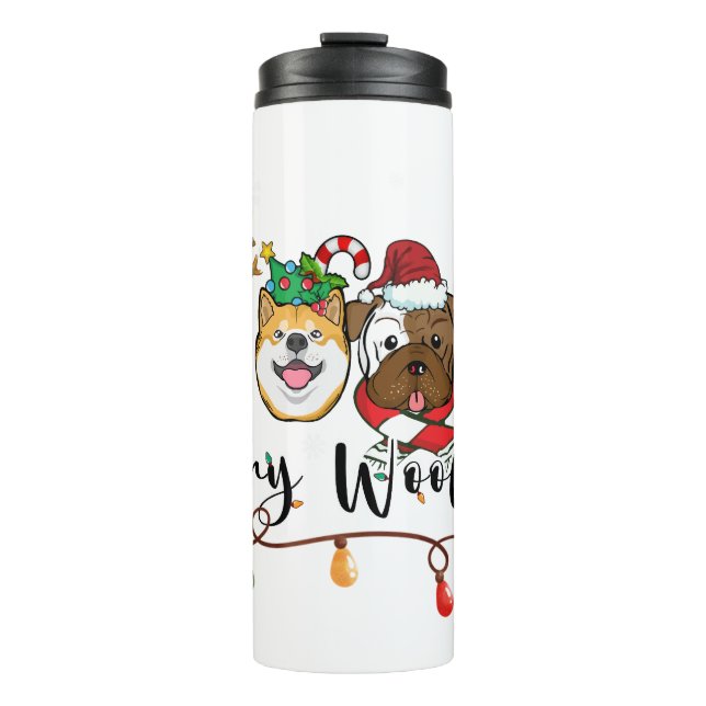 Merry Woofmas Typography Thermal Tumbler (Front)
