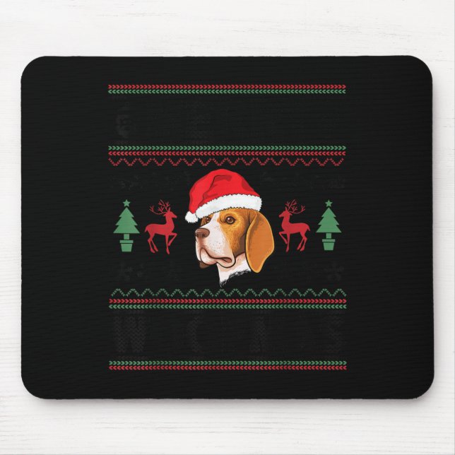 Merry Woofmas Ugly Christmas Beagle Xmas Party  Mouse Pad (Front)