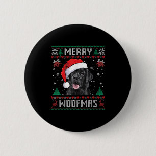 Merry Woofmas Ugly Sweater Black Lab Labrador Chri 2 Inch Round Button