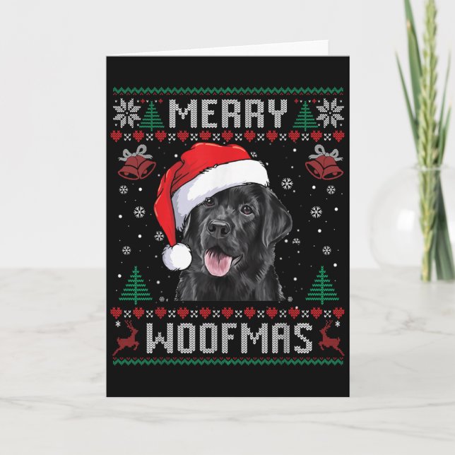 Merry Woofmas Ugly Sweater Black Lab Labrador Chri Card (Front)