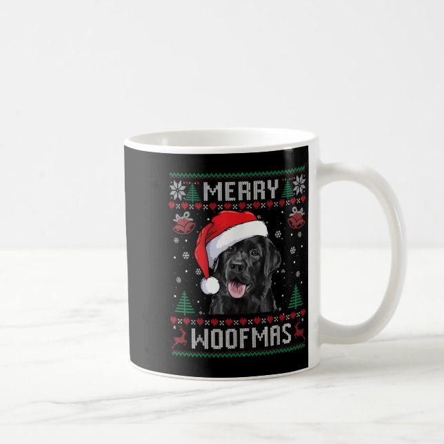 Merry Woofmas Ugly Sweater Black Lab Labrador Chri Coffee Mug (Right)