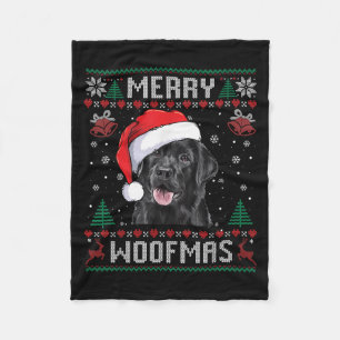 Merry Woofmas Ugly Sweater Black Lab Labrador Chri Fleece Blanket