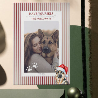 Merry Woofmas Watercolor German Shepherd Foil Holiday Card