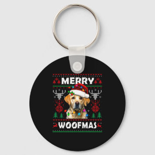 Merry Woofmas Yellow Labrador Christmas Ugly Sweat Keychain