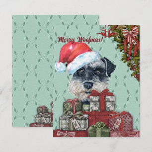 Merry Woofmas! Zwergschnauzer Santa Hat Christmas Card