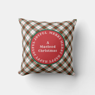 MERRY Words Scottish Tartan  Throw Pillow