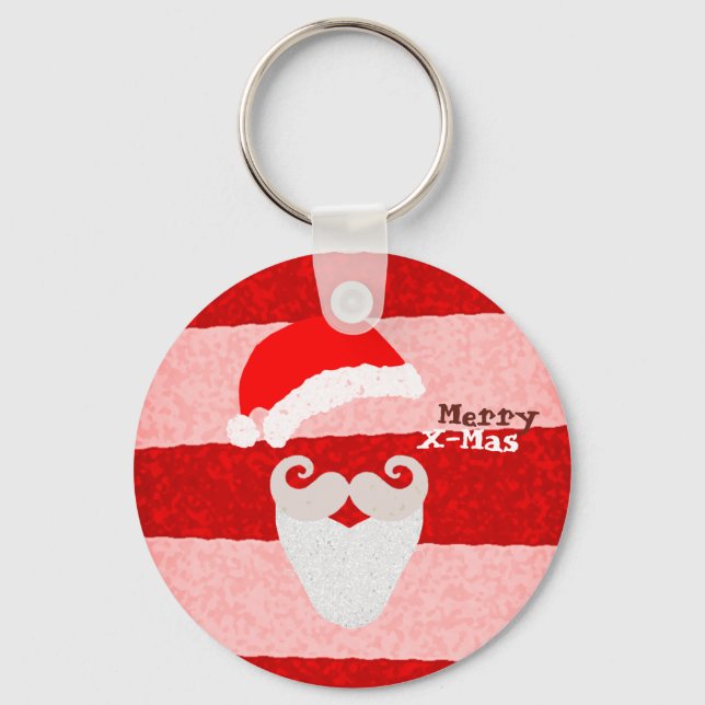 Merry X-Mas Santa Hat Keychain (Front)