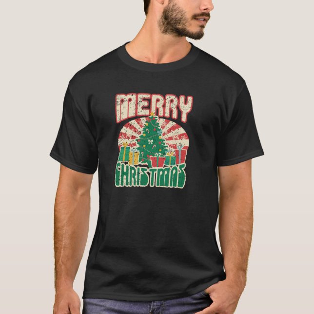 Merry X Mas Tree Lights Santa Claus Ugly Christmas T-Shirt (Front)