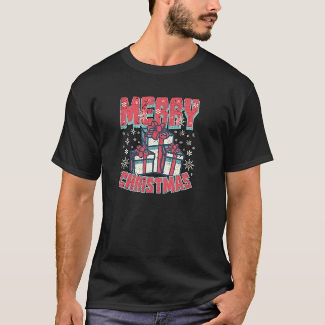 Merry X Mas Tree Lights Santa Claus Ugly Christmas T-Shirt (Front)