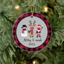 Merry X-Mask Funny Buffalo Plaid Santa