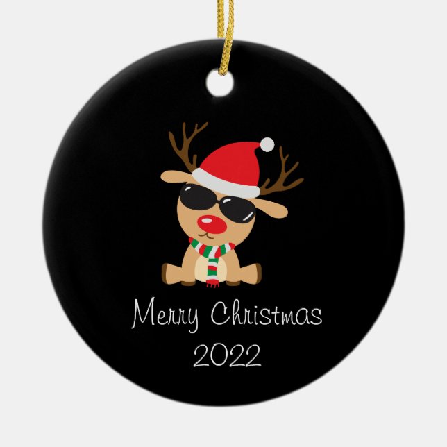 merry xmas 2022 ceramic ornament (Front)