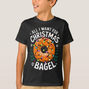 Merry Xmas All I Want For Christmas Bagel Men Wome T-Shirt