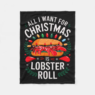 Merry Xmas All I Want For Christmas Lobster Roll M Fleece Blanket