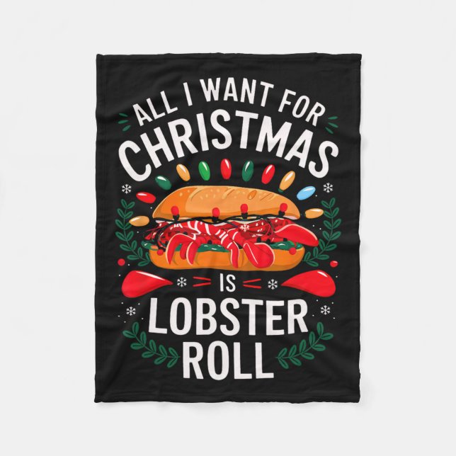 Merry Xmas All I Want For Christmas Lobster Roll M Fleece Blanket (Front)
