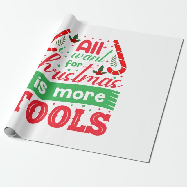 Merry Xmas All I Want For Christmas Wrapping Paper (Unrolled)