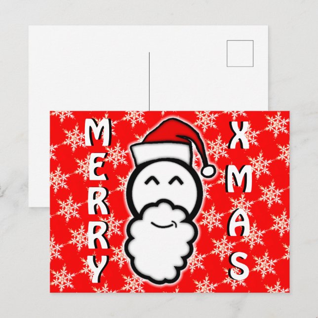 Merry Xmas and smiling Santa Claus Holiday Postcard (Front/Back)