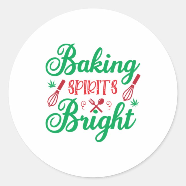 Merry Xmas Baking Spirits Bright Classic Round Sticker (Front)