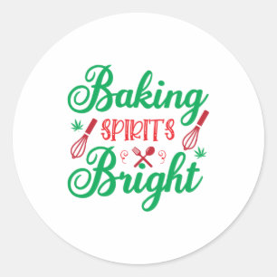 Merry Xmas Baking Spirits Bright Classic Round Sticker