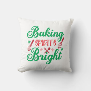 Merry Xmas Baking Spirits Bright Throw Pillow
