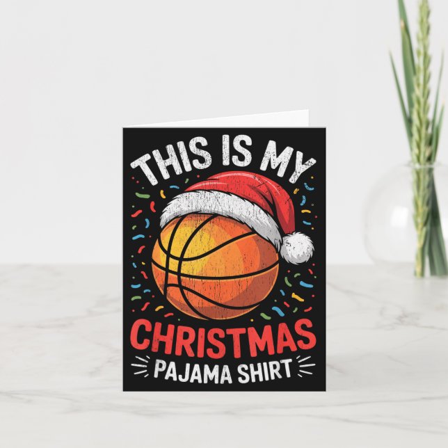 Merry Xmas Basketball Santa Hat This Is My Christm Card (Front)