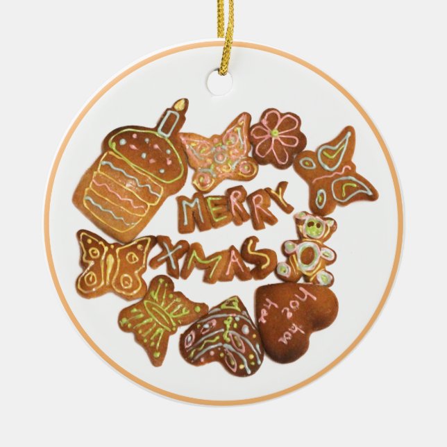 Merry Xmas cakes Ceramic Ornament (Front)