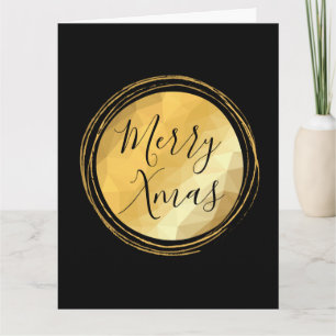 Merry Xmas calligraphy black and gold bright chic Card