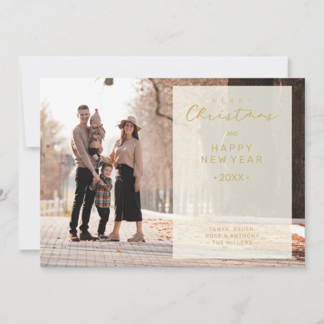 Merry Xmas Calligraphy Transparency Overlay Photo  Card (Front)